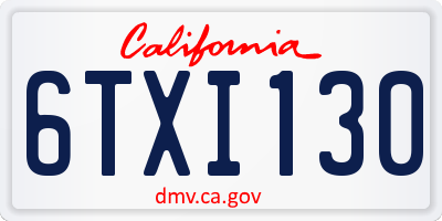 CA license plate 6TXI130