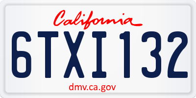 CA license plate 6TXI132