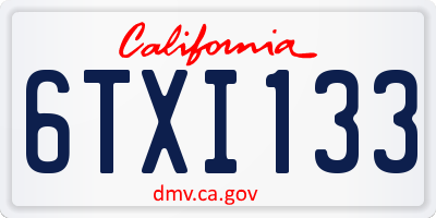 CA license plate 6TXI133