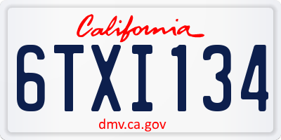 CA license plate 6TXI134
