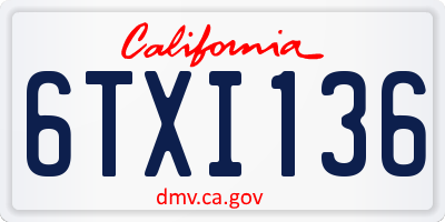 CA license plate 6TXI136