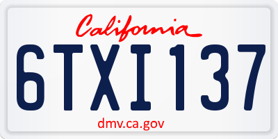 CA license plate 6TXI137