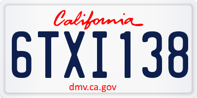 CA license plate 6TXI138