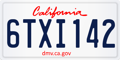 CA license plate 6TXI142
