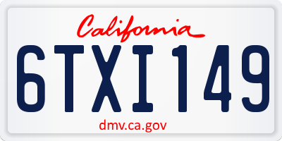 CA license plate 6TXI149