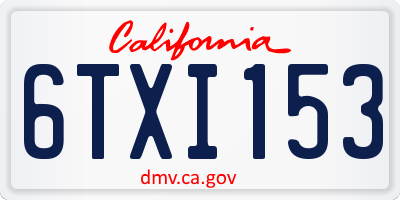 CA license plate 6TXI153