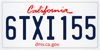 CA license plate 6TXI155