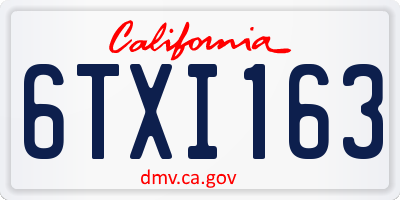 CA license plate 6TXI163