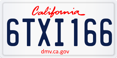 CA license plate 6TXI166