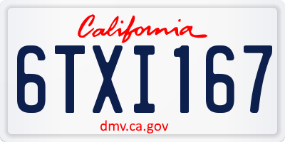 CA license plate 6TXI167