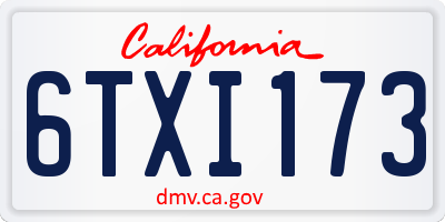 CA license plate 6TXI173