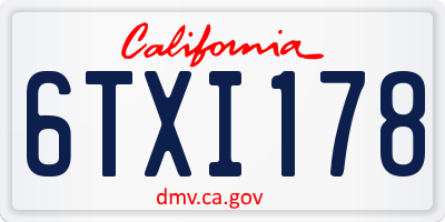 CA license plate 6TXI178