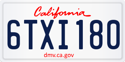 CA license plate 6TXI180