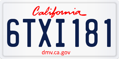 CA license plate 6TXI181