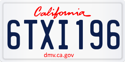 CA license plate 6TXI196