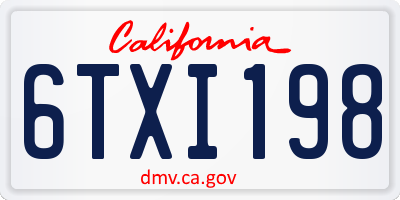 CA license plate 6TXI198
