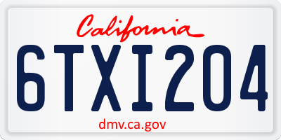 CA license plate 6TXI204
