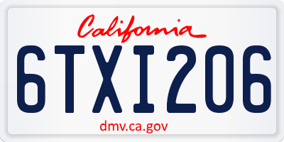 CA license plate 6TXI206