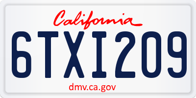 CA license plate 6TXI209