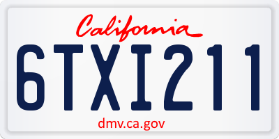 CA license plate 6TXI211