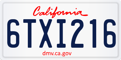 CA license plate 6TXI216