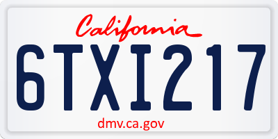 CA license plate 6TXI217