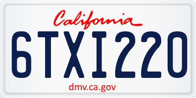 CA license plate 6TXI220