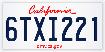 CA license plate 6TXI221