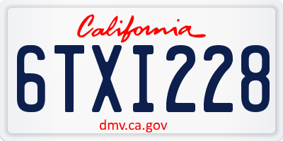CA license plate 6TXI228