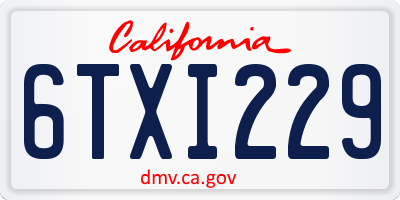 CA license plate 6TXI229