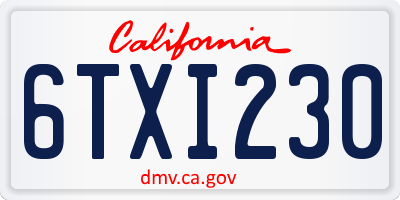 CA license plate 6TXI230