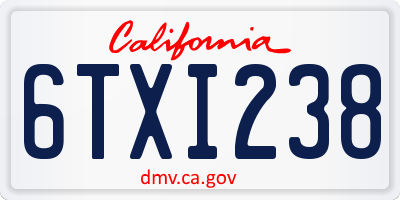 CA license plate 6TXI238