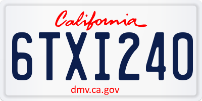 CA license plate 6TXI240