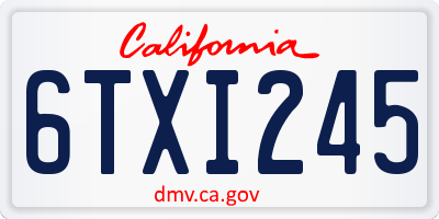 CA license plate 6TXI245
