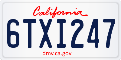 CA license plate 6TXI247