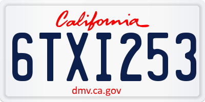 CA license plate 6TXI253
