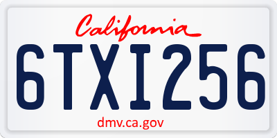 CA license plate 6TXI256