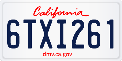 CA license plate 6TXI261