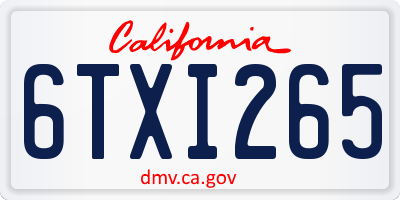 CA license plate 6TXI265