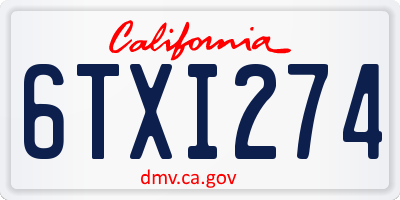 CA license plate 6TXI274