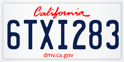 CA license plate 6TXI283