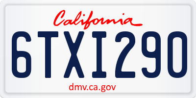 CA license plate 6TXI290