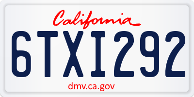 CA license plate 6TXI292