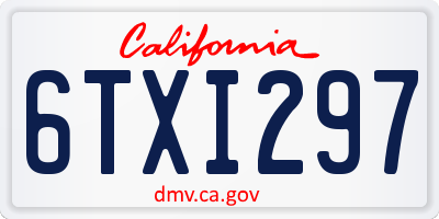 CA license plate 6TXI297