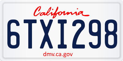 CA license plate 6TXI298