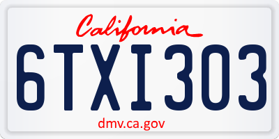 CA license plate 6TXI303