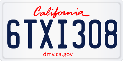 CA license plate 6TXI308