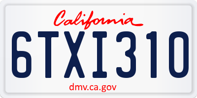 CA license plate 6TXI310