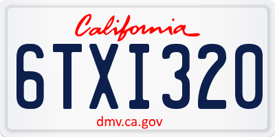 CA license plate 6TXI320