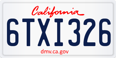 CA license plate 6TXI326